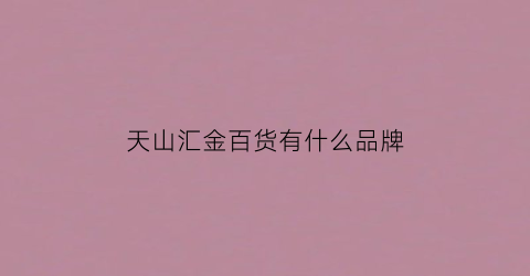 天山汇金百货有什么品牌(上海汇金百货天山打折)
