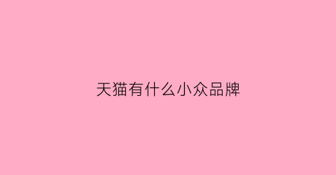 天猫有什么小众品牌(天猫有什么小众品牌吗)