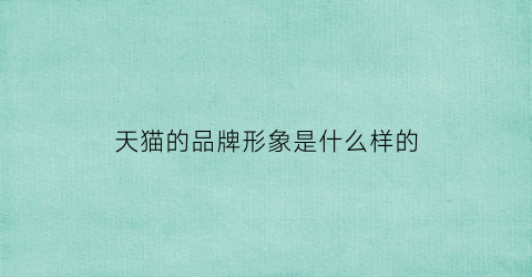 天猫的品牌形象是什么样的(天猫的品牌价值)