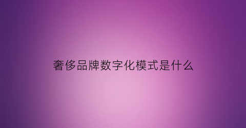 奢侈品牌数字化模式是什么