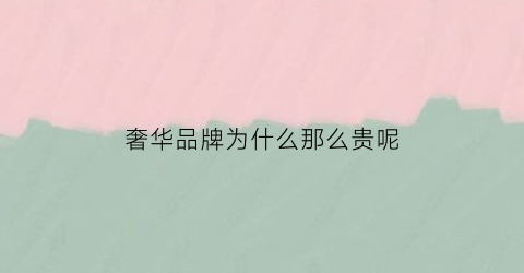 奢华品牌为什么那么贵呢(为什么奢侈品牌在中国流行)
