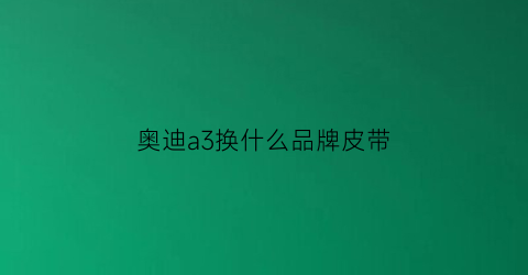 奥迪a3换什么品牌皮带(奥迪a3要换正时皮带吗)