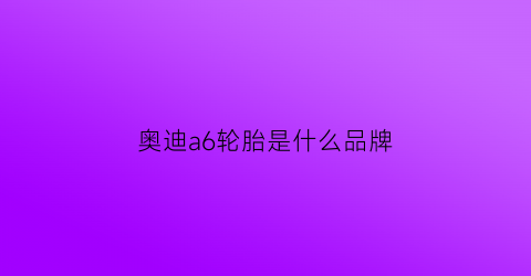 奥迪a6轮胎是什么品牌(奥迪a6l轮胎牌子)