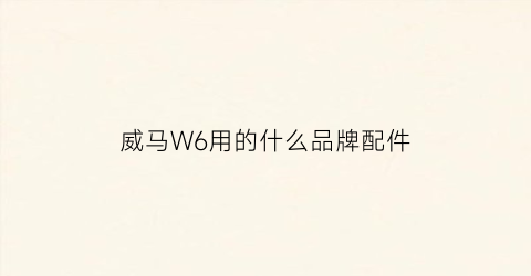 威马W6用的什么品牌配件(威马w6是哪生产的)