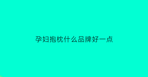 孕妇抱枕什么品牌好一点