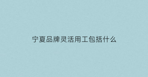 宁夏品牌灵活用工包括什么(2020年宁夏灵活就业社保缴费有几个档次)