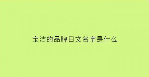 宝洁的品牌日文名字是什么