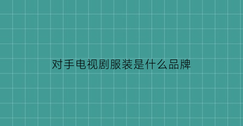 对手电视剧服装是什么品牌(对手电视剧剧情)