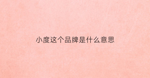 小度这个品牌是什么意思(小度是什么品牌的)