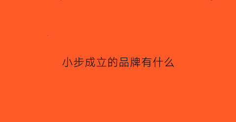 小步成立的品牌有什么(小步哪年成立的)