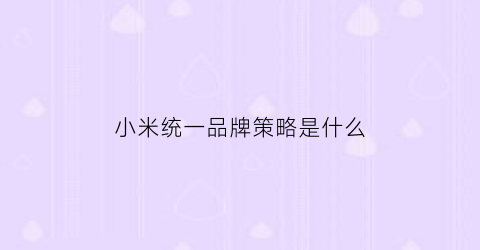 小米统一品牌策略是什么