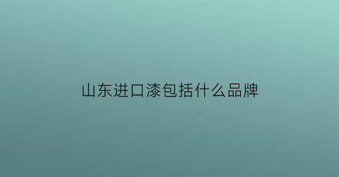 山东进口漆包括什么品牌(山东省进口100强企业)