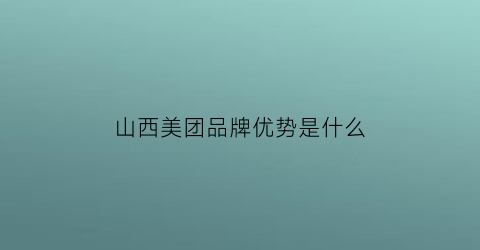 山西美团品牌优势是什么