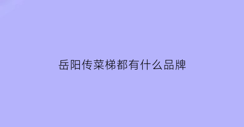 岳阳传菜梯都有什么品牌(岳阳传菜主管最新招聘信息)