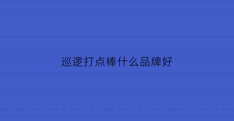巡逻打点棒什么品牌好(巡逻打点棒怎么改数据)
