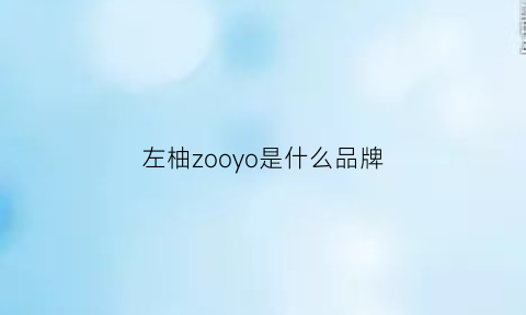 左柚zooyo是什么品牌(zuoyou是什么牌子)