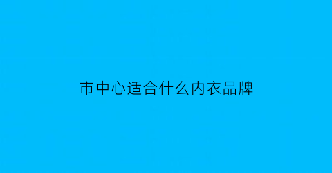 市中心适合什么内衣品牌(市中心适合做什么生意)