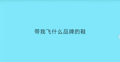 带我飞什么品牌的鞋(带我飞暗示什么)