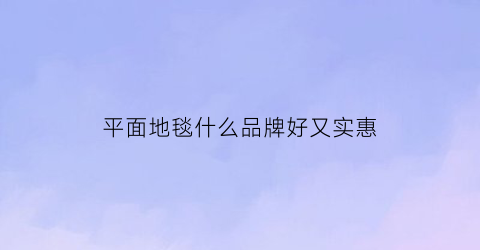 平面地毯什么品牌好又实惠(平面地毯什么品牌好又实惠的)