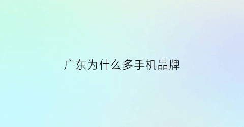 广东为什么多手机品牌(广东的手机)