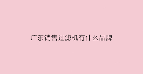 广东销售过滤机有什么品牌(广州专业生产工业过滤器厂家)