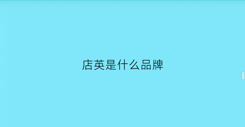 店英是什么品牌(店英语怎么说)