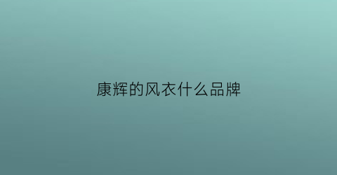 康辉的风衣什么品牌(康辉的风格)