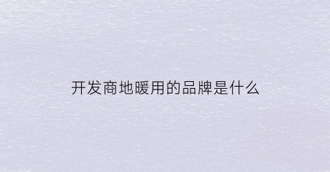 开发商地暖用的品牌是什么(开发商的地暖容易坏吗)