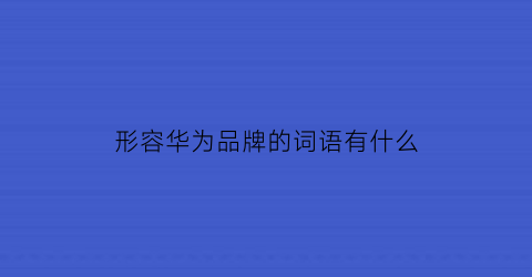 形容华为品牌的词语有什么(形容华为质量好的一句话)