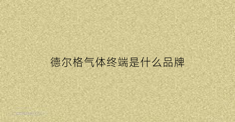 德尔格气体终端是什么品牌(德尔格气体终端是什么品牌的)