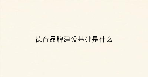 德育品牌建设基础是什么(德育品牌体系设计)