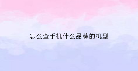 怎么查手机什么品牌的机型