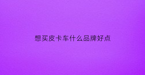 想买皮卡车什么品牌好点(买哪种皮卡车好)