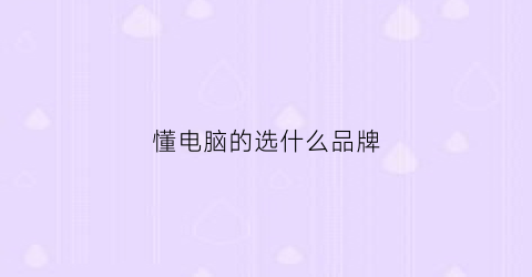 懂电脑的选什么品牌(懂电脑的人买什么电脑)