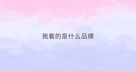 我看的是什么品牌(我看的这是什么店)