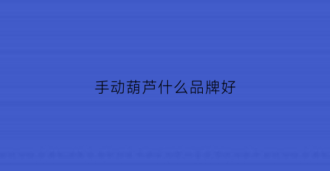 手动葫芦什么品牌好(手动葫芦排名)