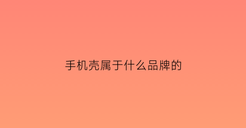 手机壳属于什么品牌的