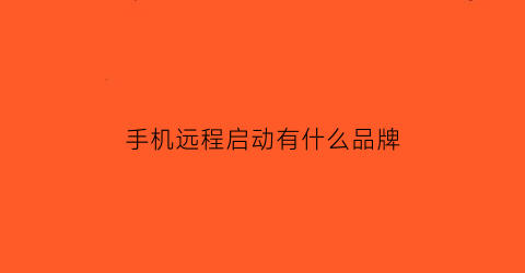 手机远程启动有什么品牌(牛人品牌手机远程启动评测)