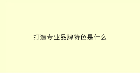 打造专业品牌特色是什么(打造专业品牌形象)