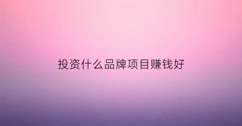 投资什么品牌项目赚钱好(投资什么产品好)