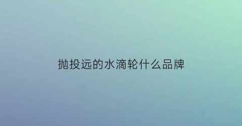 抛投远的水滴轮什么品牌(远抛水滴轮选择)