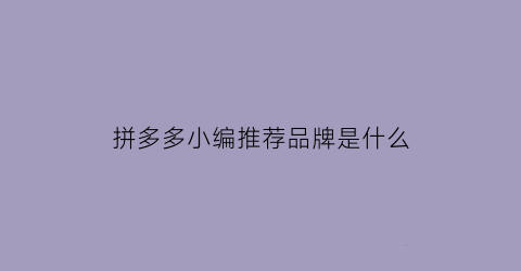 拼多多小编推荐品牌是什么(拼多多小编推荐品牌是什么意思)