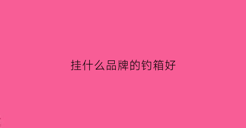 挂什么品牌的钓箱好(哪个牌子的钓箱及经济又实惠)