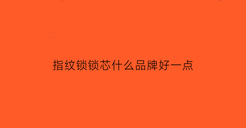指纹锁锁芯什么品牌好一点(指纹锁锁芯什么品牌好一点的)