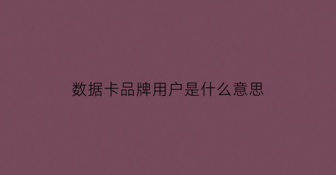 数据卡品牌用户是什么意思(数据卡的作用)