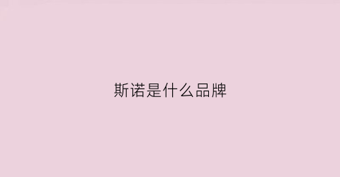 斯诺是什么品牌(斯诺公司)