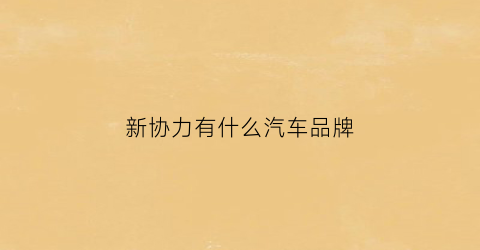 新协力有什么汽车品牌(新协力汽车产业园)