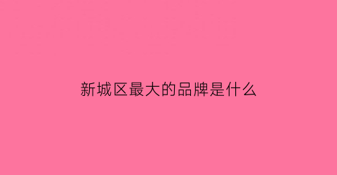 新城区最大的品牌是什么(新城区有什么商机)