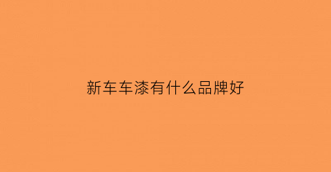 新车车漆有什么品牌好(新车车漆需要怎么护理)