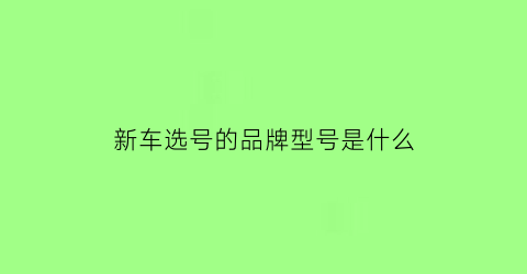 新车选号的品牌型号是什么(新车选号车辆型号是什么)
